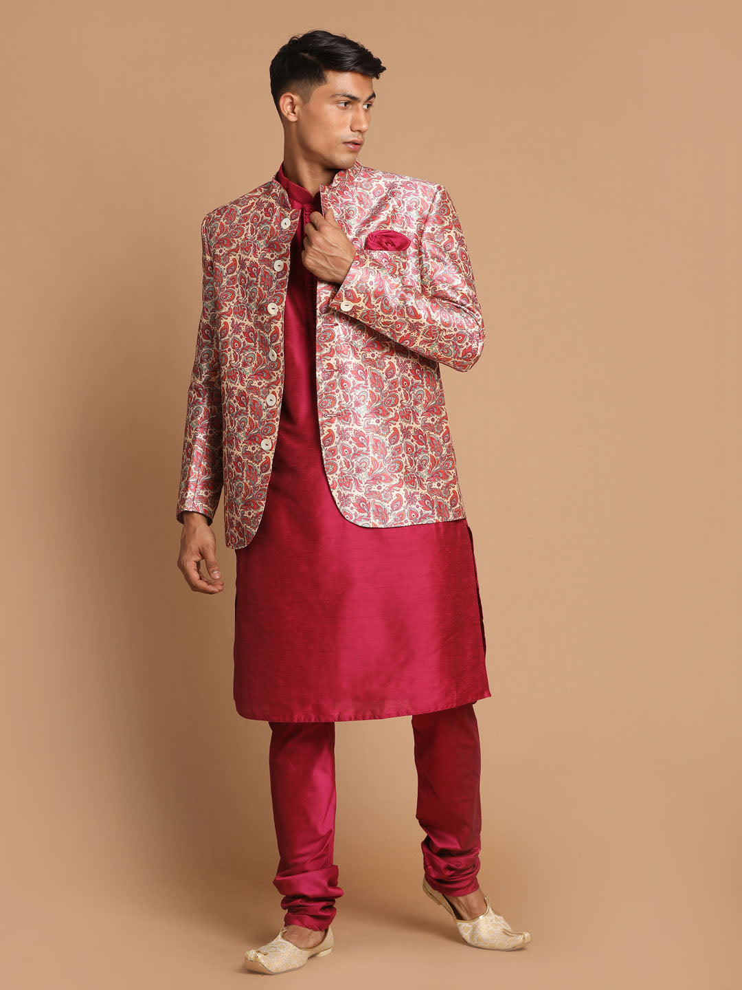 Vastramay Men's Pink Poly Viscose Ethnic Combo Set - Distacart