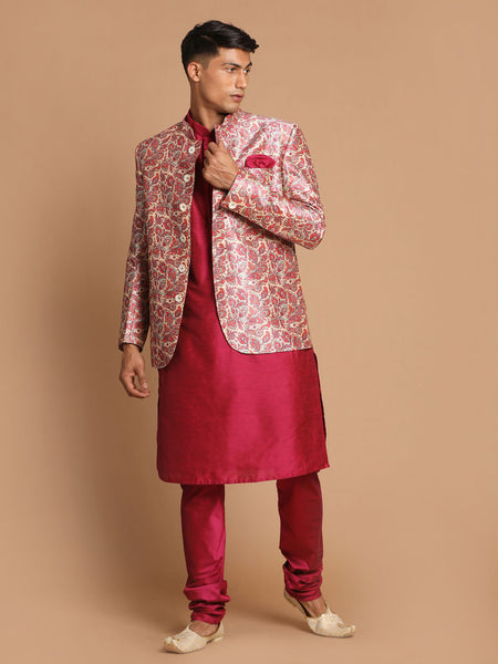 Vastramay Men's Pink Poly Viscose Ethnic Combo Set - Distacart