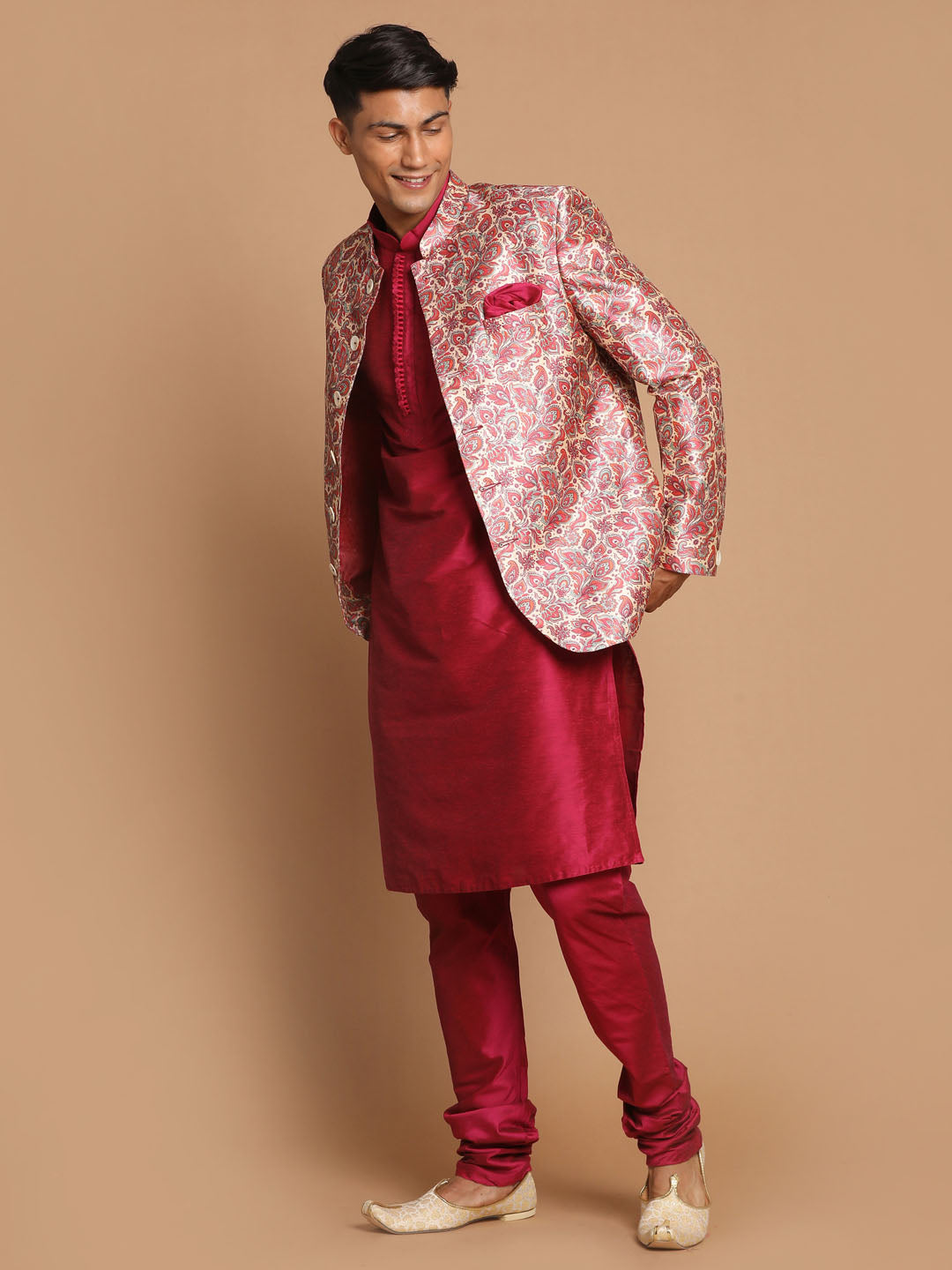 Vastramay Men's Pink Poly Viscose Ethnic Combo Set - Distacart