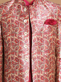 Thumbnail for Vastramay Men's Pink Poly Viscose Ethnic Combo Set - Distacart