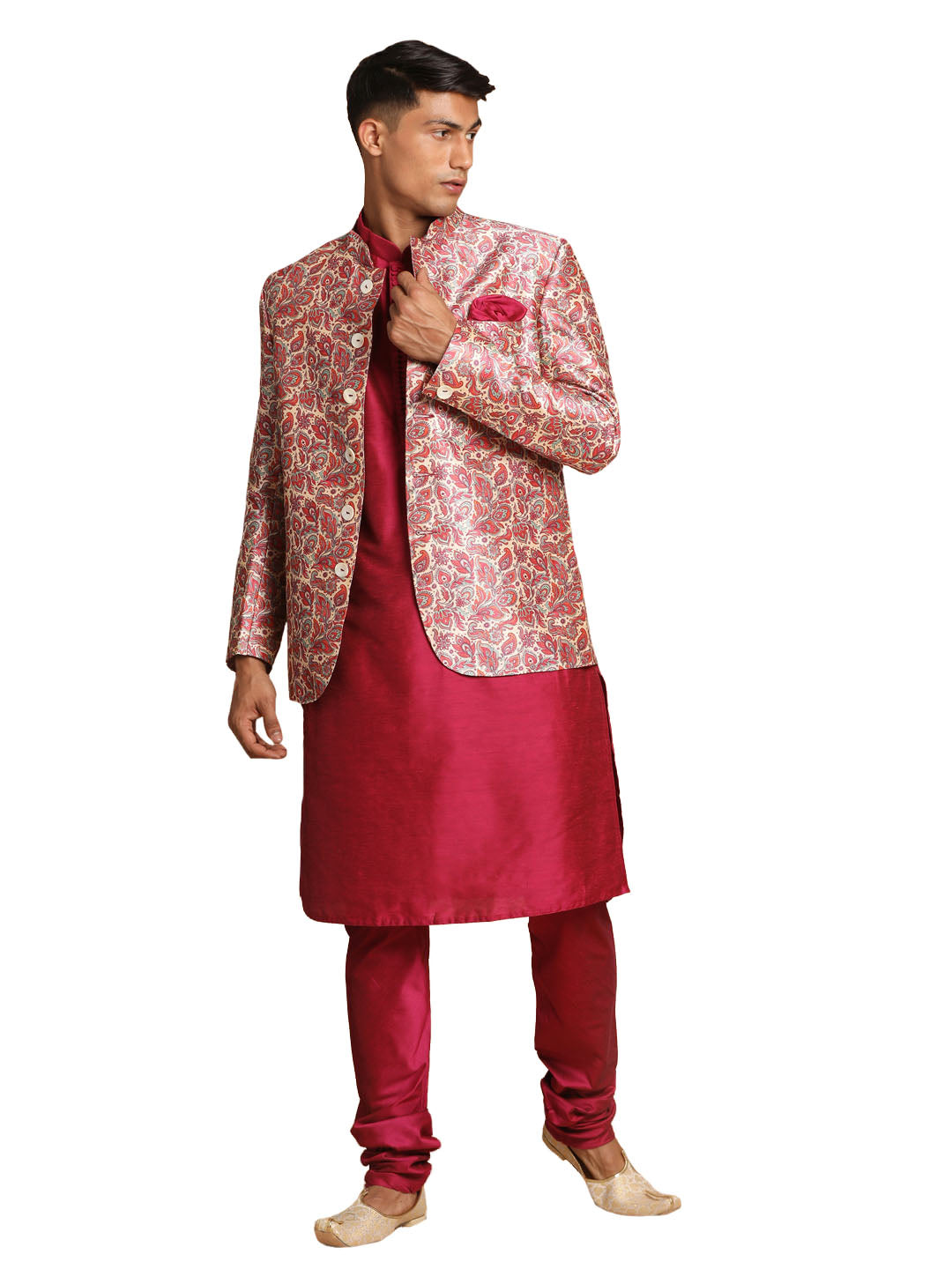 Vastramay Men's Pink Poly Viscose Ethnic Combo Set - Distacart