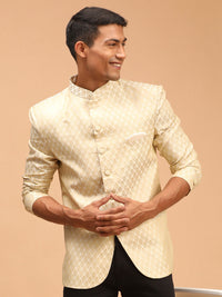 Thumbnail for Vastramay Men's Cream Banarasi Jacquard Jodhpuri - Distacart