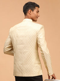 Thumbnail for Vastramay Men's Cream Banarasi Jacquard Jodhpuri - Distacart