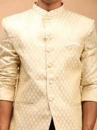 Thumbnail for Vastramay Men's Cream Banarasi Jacquard Jodhpuri - Distacart