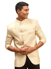 Thumbnail for Vastramay Men's Cream Banarasi Jacquard Jodhpuri - Distacart