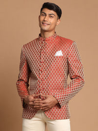 Thumbnail for Vastramay Men's Maroon Banarasi Jacquard Jodhpuri - Distacart