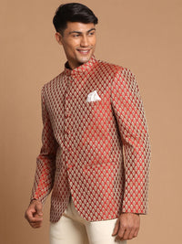 Thumbnail for Vastramay Men's Maroon Banarasi Jacquard Jodhpuri - Distacart