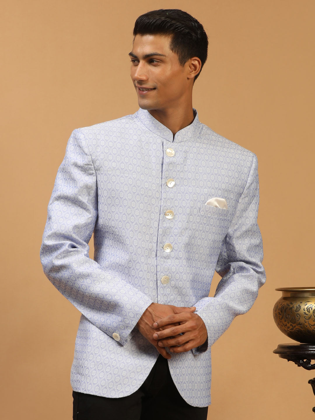 Vastramay Men's Lavender Silk Blend Jodhpuri - Distacart
