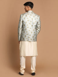 Thumbnail for Vastramay Men's Green And Cream Viscose Ethnic Combo Set - Distacart
