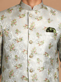 Thumbnail for Vastramay Men's Green And Cream Viscose Ethnic Combo Set - Distacart