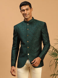 Thumbnail for Vastramay Men's Green Silk Blend Jodhpuri - Distacart