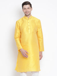Thumbnail for Vastramay Men's Yellow Silk Blend Kurta - Distacart