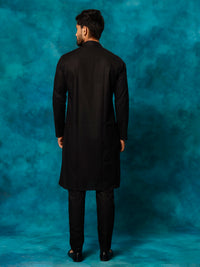Thumbnail for Vastramay Men's Black Cotton Blend Kurta Pyjama Set - Distacart