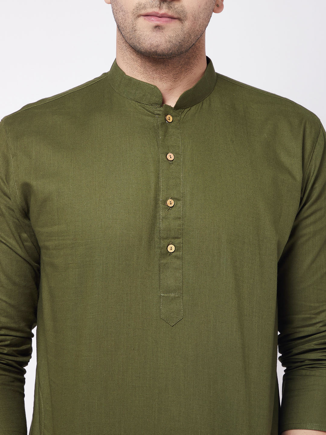 Vastramay Men's Green And White Cotton Blend Kurta Pyjama Set - Distacart