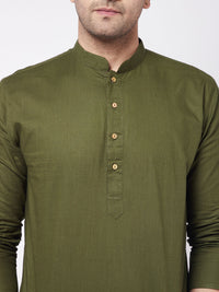 Thumbnail for Vastramay Men's Green And White Cotton Blend Kurta Pyjama Set - Distacart