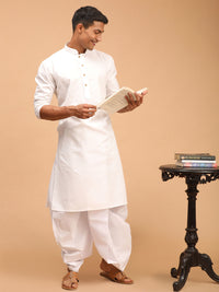 Thumbnail for Vastramay Men's Purple And White Cotton Blend Kurta And Dhoti Set - Distacart