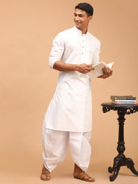 Thumbnail for Vastramay Men's Purple And White Cotton Blend Kurta And Dhoti Set - Distacart