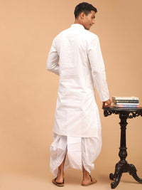 Thumbnail for Vastramay Men's Purple And White Cotton Blend Kurta And Dhoti Set - Distacart