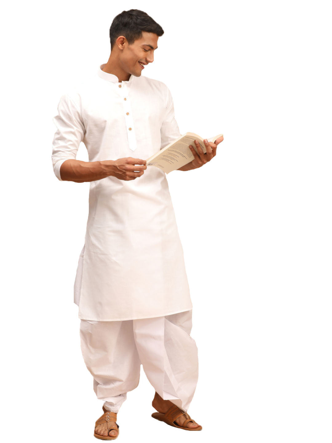 Vastramay Men's Purple And White Cotton Blend Kurta And Dhoti Set - Distacart