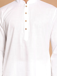 Thumbnail for Vastramay Men's White Cotton Blend Kurta Pyjama Set - Distacart