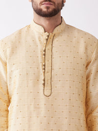 Thumbnail for Vastramay Men's Beige And Gold Silk Blend Kurta And Dhoti Set - Distacart