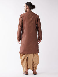 Thumbnail for Vastramay Men's Maroon And Rose Gold Silk Blend Kurta And Dhoti Set - Distacart