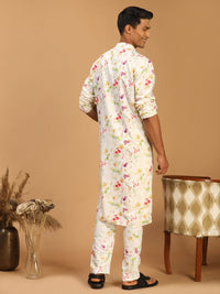 Thumbnail for Vastramay Men's Cream Cotton Blend Kurta Pyjama Set - Distacart