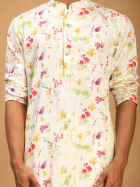 Thumbnail for Vastramay Men's Cream Cotton Blend Kurta Pyjama Set - Distacart