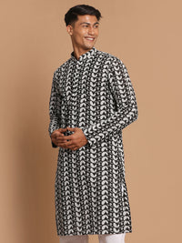 Thumbnail for Vastramay Men's Black And White Pure Cotton Kurta - Distacart