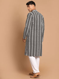 Thumbnail for Vastramay Men's Black And White Pure Cotton Kurta Pyjama Set - Distacart