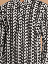 Thumbnail for Vastramay Men's Black And White Pure Cotton Kurta Pyjama Set - Distacart