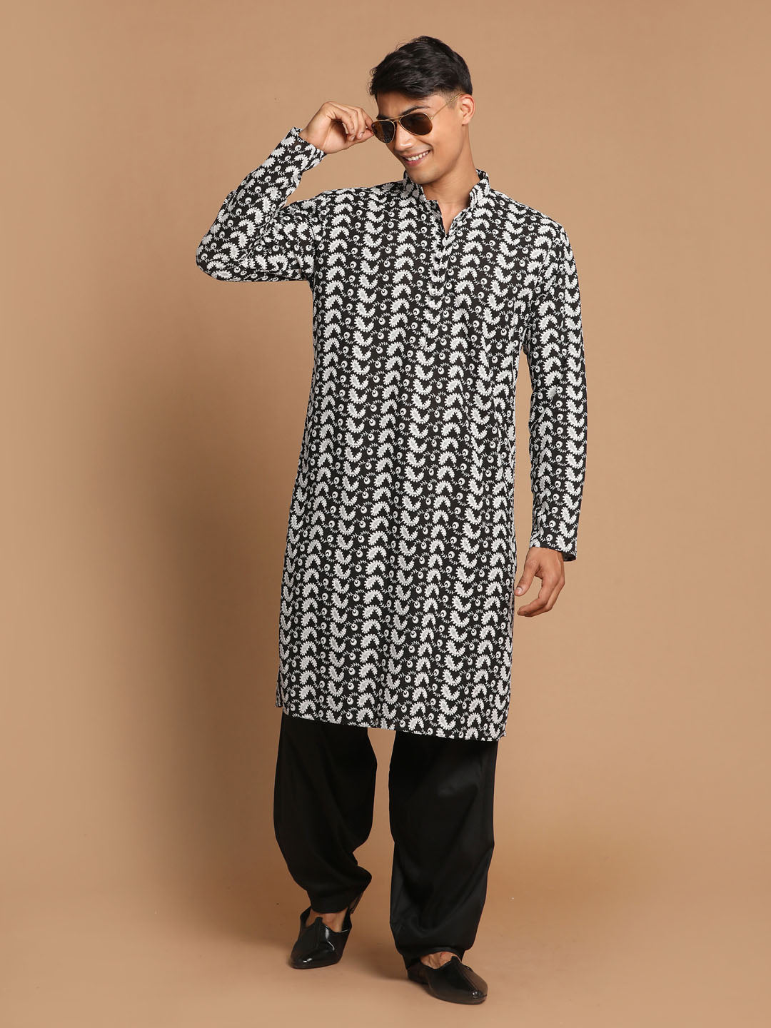 Vastramay Men's Black Pure Cotton Kurta And Patiala Set - Distacart