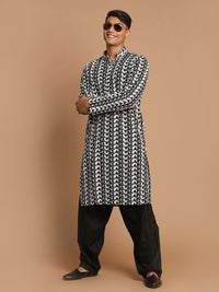 Thumbnail for Vastramay Men's Black Pure Cotton Kurta And Patiala Set - Distacart