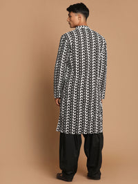 Thumbnail for Vastramay Men's Black Pure Cotton Kurta And Patiala Set - Distacart