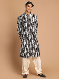 Thumbnail for Vastramay Men's Black And Cream Pure Cotton Kurta And Patiala Set - Distacart