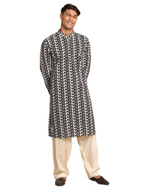 Thumbnail for Vastramay Men's Black And Cream Pure Cotton Kurta And Patiala Set - Distacart