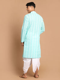 Thumbnail for Vastramay Men's Green Pure Cotton Kurta And Dhoti Set - Distacart