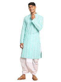 Thumbnail for Vastramay Men's Green Pure Cotton Kurta And Dhoti Set - Distacart