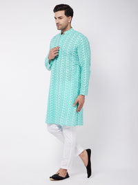 Thumbnail for Vastramay Men's Green And White Pure Cotton Kurta Pyjama Set - Distacart