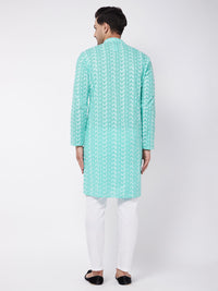 Thumbnail for Vastramay Men's Green And White Pure Cotton Kurta Pyjama Set - Distacart