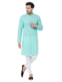 Thumbnail for Vastramay Men's Green And White Pure Cotton Kurta Pyjama Set - Distacart
