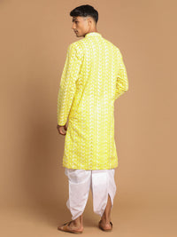 Thumbnail for Vastramay Men's Mustard Pure Cotton Kurta And Dhoti Set - Distacart