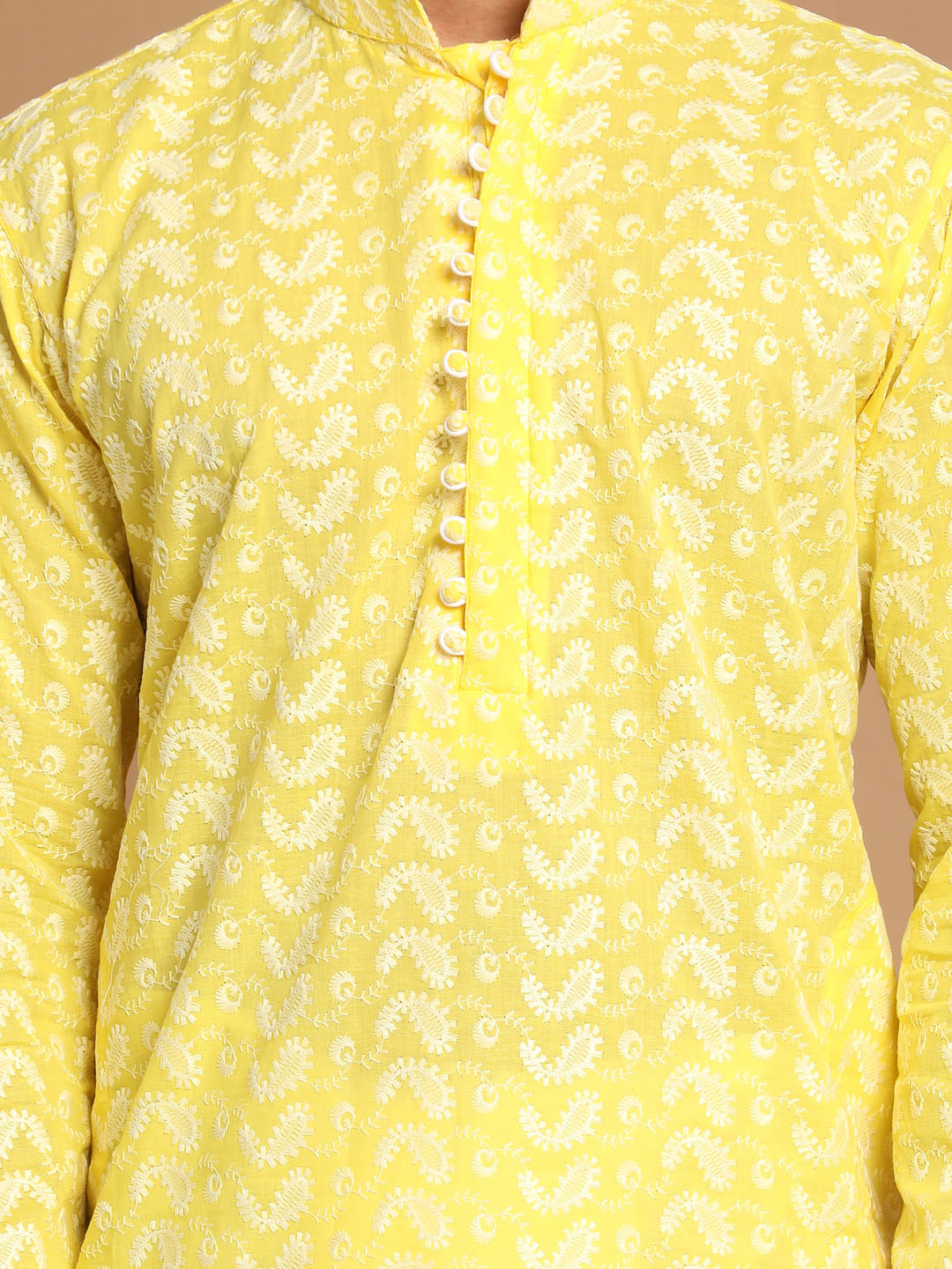 Vastramay Men's Mustard Pure Cotton Kurta And Dhoti Set - Distacart