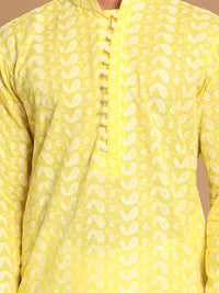 Thumbnail for Vastramay Men's Mustard Pure Cotton Kurta And Dhoti Set - Distacart