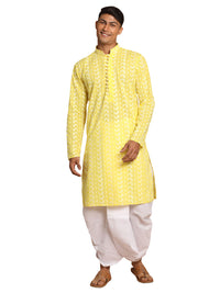 Thumbnail for Vastramay Men's Mustard Pure Cotton Kurta And Dhoti Set - Distacart