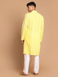 Thumbnail for Vastramay Men's Mustard And White Pure Cotton Kurta Pyjama Set - Distacart