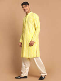 Thumbnail for Vastramay Men's Mustard And Cream Pure Cotton Kurta And Patiala Set - Distacart