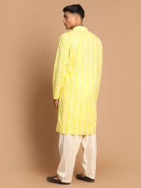 Thumbnail for Vastramay Men's Mustard And Cream Pure Cotton Kurta And Patiala Set - Distacart