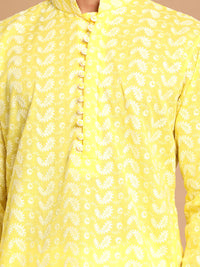 Thumbnail for Vastramay Men's Mustard And Cream Pure Cotton Kurta And Patiala Set - Distacart