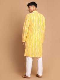 Thumbnail for Vastramay Men's Orange And White Pure Cotton Kurta Pyjama Set - Distacart